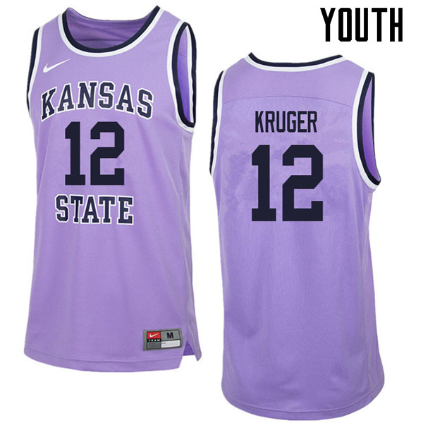 Youth #12 Lon Kruger Kansas State Wildcats College Retro Basketball Jerseys Sale-Purple